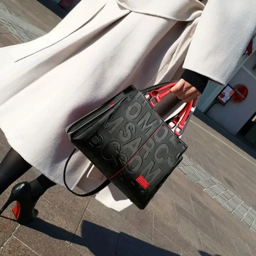 Kadın Büyük Kapasiteli PU Deri Crossbody Çanta – Lüks Tasarımcı Tarzı Tote ve Omuzdan Askılı Seyahat Çantası - Görsel 5
