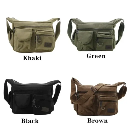 Unisex Vintage Crossbody Çanta – Tek Askılı, Rahat Omuzdan Askılı Seyahat Çantası (Erkek/Kadın) - Görsel 3