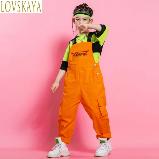 Çocuk Hip-Hop ve Sokak Dans Kostüm Seti – Kız & Erkek için Sahne Performansı Pisti Takım Elbise, Sırt Çantalı Pantolonlu Moda Seti - Görsel 6
