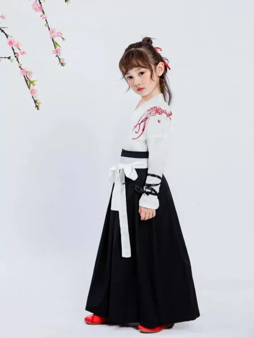 Çocuk Japon Kimono Kostümü – Nakışlı Vinç Desenli Yukata Haori Robe, Bebek Kız & Erkek için Geleneksel Samuray Stili Parti Kıyafeti - Görsel 4