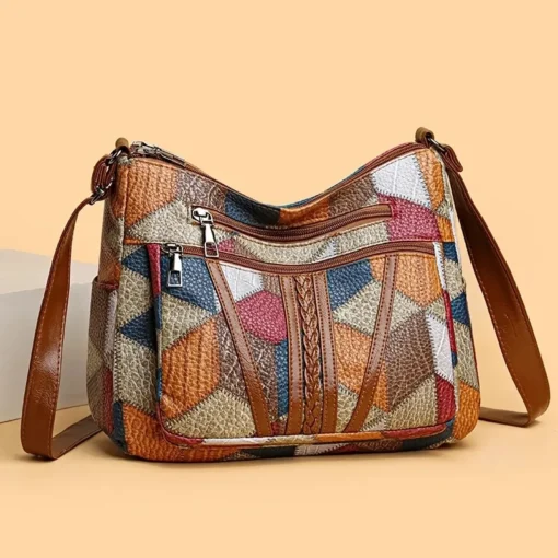 Kadın Vintage Çok Cepli Crossbody Çanta – Zarif Günlük Omuz Çantası Retro Tasarım - Görsel 7