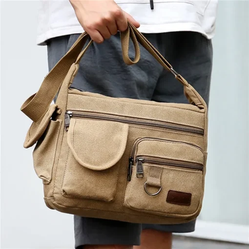 Erkek Kanvas Crossbody Omuz Çantası – Lüks Messenger Model, Seyahat ve Günlük Kullanım için Yüksek Kaliteli El ve Postacı Çantası - Görsel 4
