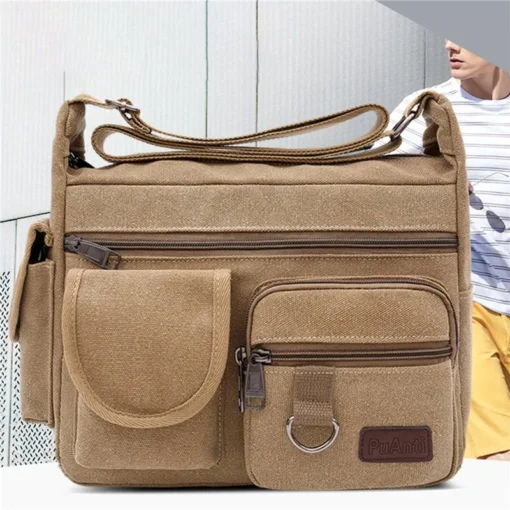 Erkek Kanvas Crossbody Omuz Çantası – Lüks Messenger Model, Seyahat ve Günlük Kullanım için Yüksek Kaliteli El ve Postacı Çantası