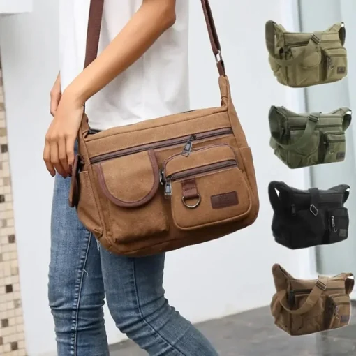 Unisex Vintage Crossbody Çanta – Tek Askılı, Rahat Omuzdan Askılı Seyahat Çantası (Erkek/Kadın)