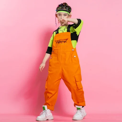 Çocuk Hip-Hop ve Sokak Dans Kostüm Seti – Kız & Erkek için Sahne Performansı Pisti Takım Elbise, Sırt Çantalı Pantolonlu Moda Seti - Görsel 7