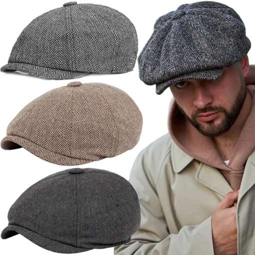 Vintage Unisex Sekizgen Gazeteci Şapkası – İlkbahar/Yaz Rahat Retro Bere Şapka, Erkek Kadın Hip Hop Tarzı Kap