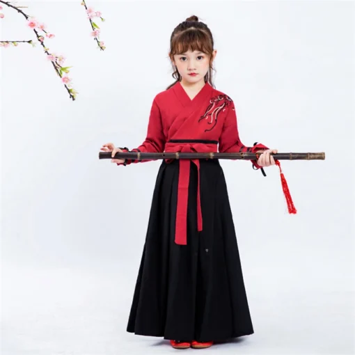 Çocuk Japon Kimono Kostümü – Nakışlı Vinç Desenli Yukata Haori Robe, Bebek Kız & Erkek için Geleneksel Samuray Stili Parti Kıyafeti - Görsel 6