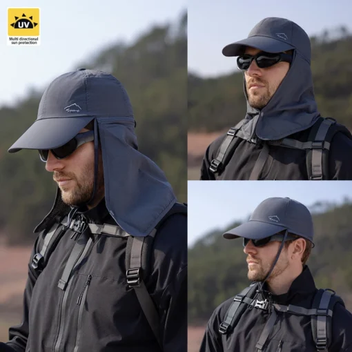 Unisex Güneş Koruyucu Balıkçı Şapkası – Hızlı Kuruyan Polyester, Şallı Yaz Şapkası (9237 Model)