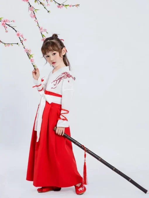 Çocuk Japon Kimono Kostümü – Nakışlı Vinç Desenli Yukata Haori Robe, Bebek Kız & Erkek için Geleneksel Samuray Stili Parti Kıyafeti - Görsel 3