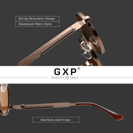 GXP Gotik Steampunk Güneş Gözlüğü – Polarize UV400, Vintage Metal Çerçeveli Unisex Tasarımcı Gözlük - Görsel 5