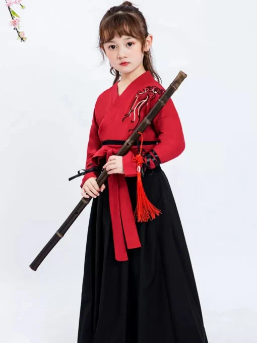 Çocuk Japon Kimono Kostümü – Nakışlı Vinç Desenli Yukata Haori Robe, Bebek Kız & Erkek için Geleneksel Samuray Stili Parti Kıyafeti - Görsel 5