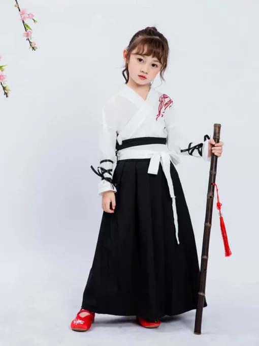 Çocuk Japon Kimono Kostümü – Nakışlı Vinç Desenli Yukata Haori Robe, Bebek Kız & Erkek için Geleneksel Samuray Stili Parti Kıyafeti - Görsel 2