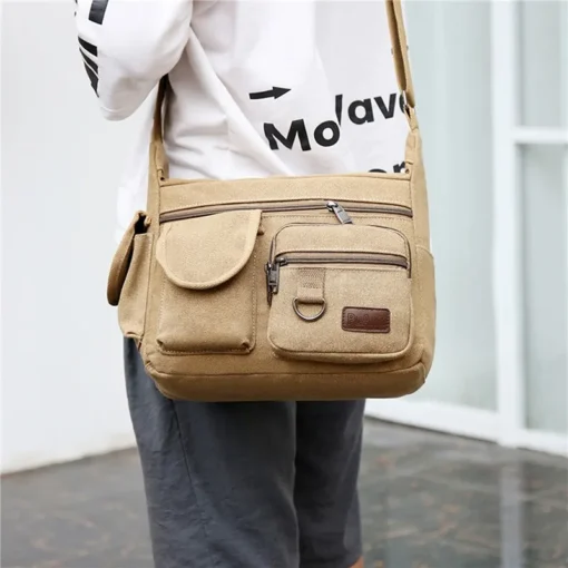 Erkek Kanvas Crossbody Omuz Çantası – Lüks Messenger Model, Seyahat ve Günlük Kullanım için Yüksek Kaliteli El ve Postacı Çantası - Görsel 2