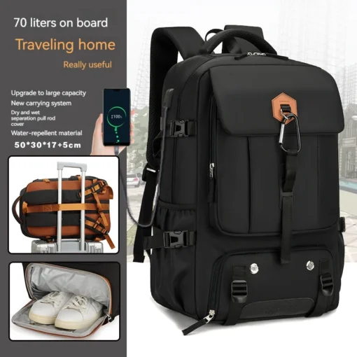 50L Su Geçirmez Kamp Sırt Çantası – Ayakkabı Bölmeli, Erkek & Kadın İçin Seyahat ve Outdoor Kullanım