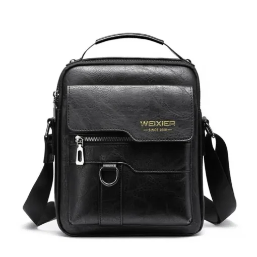 Erkek Crossbody Çanta - PU Deri, Flap Kapaklı, İş ve Seyahat için Katı Renk Messenger Çanta - Görsel 9