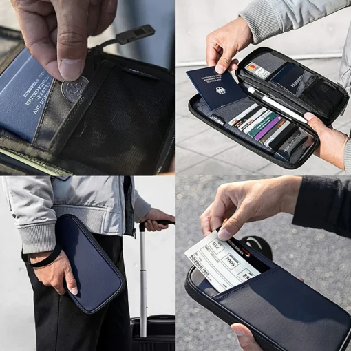 RFID Korumalı Su Geçirmez Seyahat Pasaport Cüzdanı – Çok Fonksiyonlu Aile Belge ve Kart Organizatörü - Görsel 3