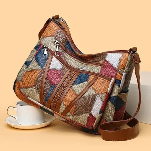 Kadın Vintage Çok Cepli Crossbody Çanta – Zarif Günlük Omuz Çantası Retro Tasarım - Görsel 3