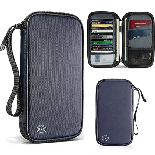 RFID Korumalı Su Geçirmez Seyahat Pasaport Cüzdanı – Çok Fonksiyonlu Aile Belge ve Kart Organizatörü