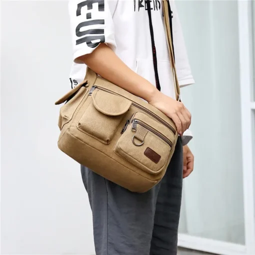 Erkek Kanvas Crossbody Omuz Çantası – Lüks Messenger Model, Seyahat ve Günlük Kullanım için Yüksek Kaliteli El ve Postacı Çantası - Görsel 3