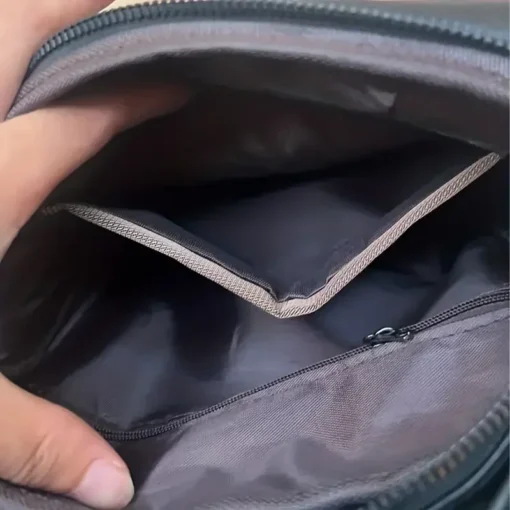 Erkek Crossbody Çanta - PU Deri, Flap Kapaklı, İş ve Seyahat için Katı Renk Messenger Çanta - Görsel 6
