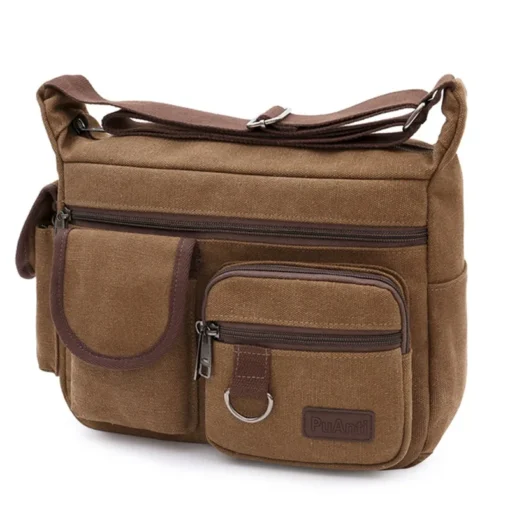 Erkek Kanvas Crossbody Omuz Çantası – Lüks Messenger Model, Seyahat ve Günlük Kullanım için Yüksek Kaliteli El ve Postacı Çantası - Görsel 9