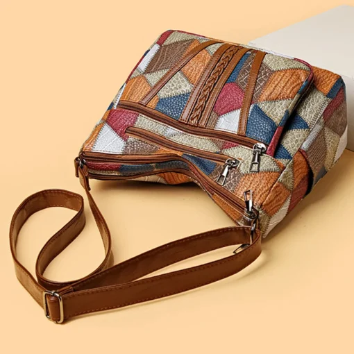 Kadın Vintage Çok Cepli Crossbody Çanta – Zarif Günlük Omuz Çantası Retro Tasarım - Görsel 2