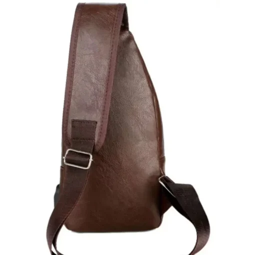 Basit ve Şık PU Deri Göğüs Çantası – Erkek USB Şarj Girişli, Düz Renk, Çok Fonksiyonlu Crossbody Model - Görsel 5